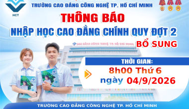 NỘP HỒ SƠ NHẬP HỌC CAO ĐẲNG CHÍNH QUY 2026 ĐỢT BỔ SUNG