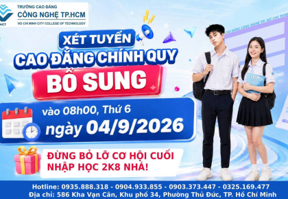 THÔNG BÁO TUYỂN SINH CAO ĐẲNG HỆ CHÍNH QUY ĐỢT 2 BỔ SUNG NĂM 2026