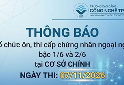 THÔNG BÁO - Tổ chức ôn, thi cấp chứng nhận ngoại ngữ bậc 1/6 và 2/6