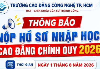 THÔNG BÁO NỘP HỒ SƠ NHẬP HỌC CAO ĐẲNG CHÍNH QUY NĂM 2026