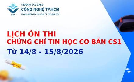 LỊCH ÔN THI CHỨNG CHỈ TIN HỌC CƠ BẢN CS1 14/8 - 15/8/2026