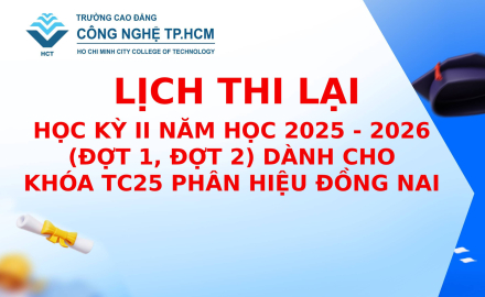 HỌC KỲ II NĂM HỌC 2025 - 2026 (ĐỢT 1, ĐỢT 2) DÀNH CHO  KHÓA TC25 PHÂN HIỆU ĐỒNG NAI