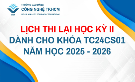 LỊCH THI LẠI HỌC KỲ II DÀNH CHO KHÓA TC24CS01 NĂM HỌC 2025 - 2026