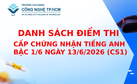 DANH SÁCH ĐIỂM THI CẤP CHỨNG NHẬN TIẾNG ANH BẬC 1/6 NGÀY 13/6/2026 (CS1)