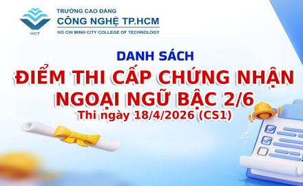 DANH SÁCH ĐIỂM THI CẤP CHỨNG NHẬN NGOẠI NGỮ BẬC 2/6 THI NGÀY 18/4/2026 (CS1)
