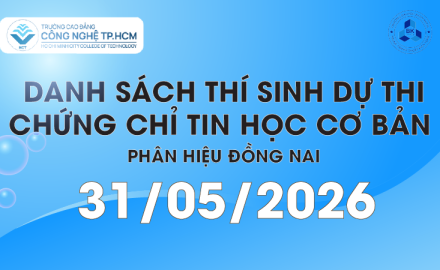 DANH SÁCH THÍ SINH DỰ THI CHỨNG CHỈ ỨNG DỤNG CNTT CƠ BẢN PHÂN HIỆU ĐỒNG NAI (NGÀY 31-05-2026)