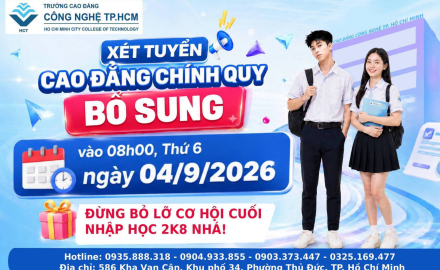 THÔNG BÁO TUYỂN SINH CAO ĐẲNG HỆ CHÍNH QUY ĐỢT 2 BỔ SUNG NĂM 2026