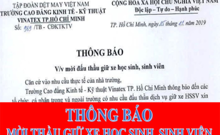 Thông báo V/v Mời thầu giữ xe học sinh, sinh viên