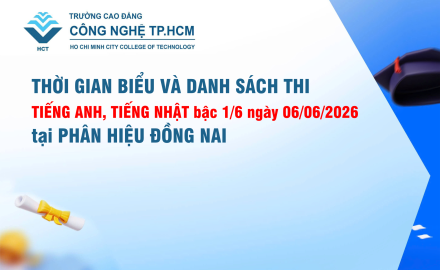 Thông báo Thời gian biểu và Danh sách thi Tiếng Anh, Tiếng Nhật bậc 1/6 ngày 06/06/2026 tại Phân hiệu Đồng Nai