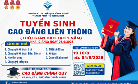 THÔNG BÁO TUYỂN SINH CAO ĐẲNG LIÊN THÔNG 2026 THỜI GIAN ĐÀO TẠO 1 NĂM