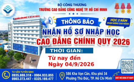 THÔNG BÁO NỘP HỒ SƠ NHẬP HỌC CAO ĐẲNG CHÍNH QUY ĐỢT 2 NĂM 2026 BỔ SUNG 4 THÁNG 9