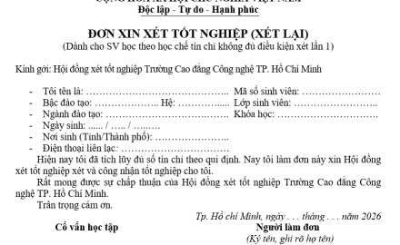 ĐƠN XIN XÉT TỐT NGHIỆP (XÉT LẠI)