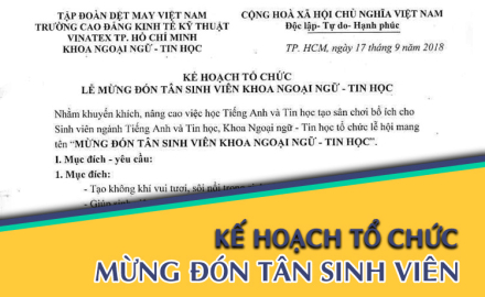 Kế hoạch tổ chức lễ mừng đón tân sinh viên