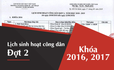 Lịch sinh hoạt công dân đợt 2 năm học 2018-2019