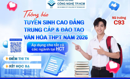 THÔNG BÁO TUYỂN SINH TRÌNH ĐỘ CAO ĐẲNG, TRUNG CẤP VÀ ĐÀO TẠO VĂN HÓA THPT NĂM 2026