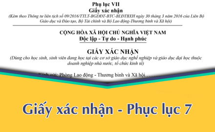 GIẤY XÁC NHẬN – PHỤ LỤC 7